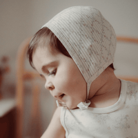 The Printed Romper + Bonnet Set - Lattice Pink