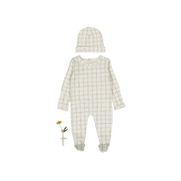 The Printed Romper + Hat Set - Sketch Grid