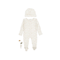 The Printed Romper + Hat Set - Raspberry Red