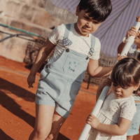 The Denim Short Overall - Raspberry Blue