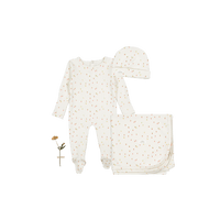 The Printed Romper + Hat + Blanket Set - Raspberry Red