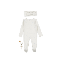 The Printed Romper + Headband Set - Blue Bow