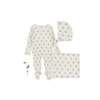 The Printed Romper + Blanket Set - Zara Blue