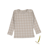 The Printed Long Sleeve Tee - Taupe Check