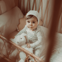 The Printed Romper + Bonnet Set - Hydrangea Pink