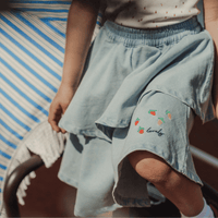 The Denim Tiered Skirt - Raspberry Red