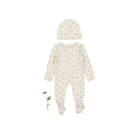 The Printed Romper + Hat Set - Mini Stitch Blue