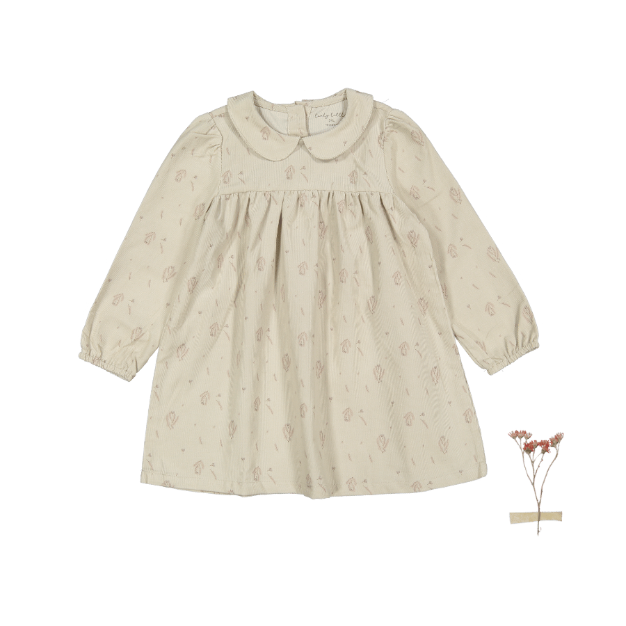 Dearlovers Oatmeal Corduroy Half Button Collared Long Sleeve Mini Dress