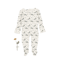 The Printed Romper - Blue Vintage Leaf