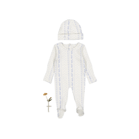 The Printed Romper + Hat Set - Blue Tapestry