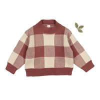The Gingham Knit Sweater - Rosewood
