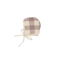The Gingham Knit Bonnet - Taupe