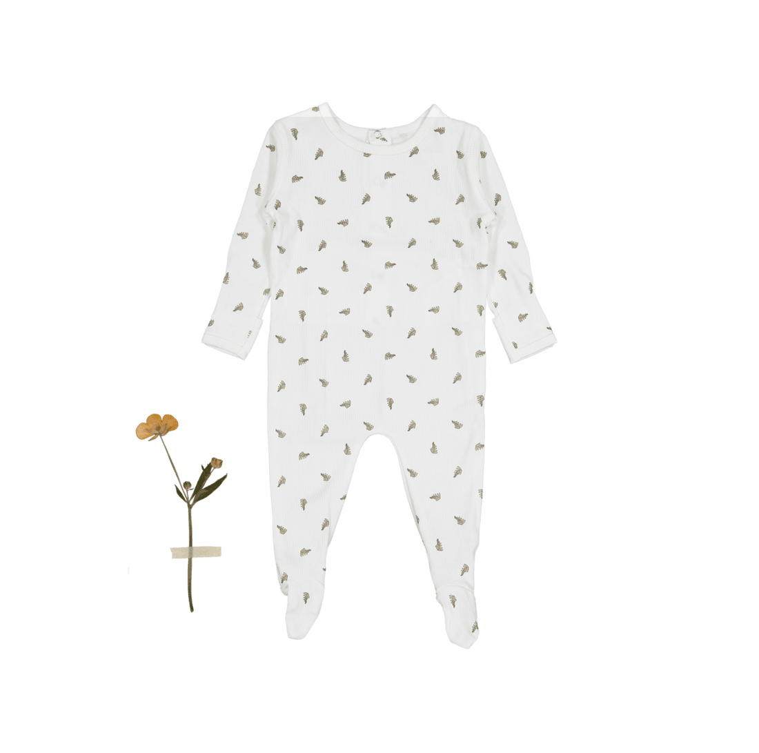 The Printed Romper - White Leaf