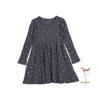The Printed Long Sleeve Dress - Steel Mushroom