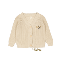 The Chunky Knit Cardigan - Olive Cream