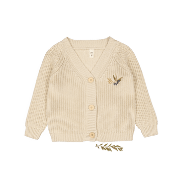 The Chunky Knit Cardigan - Olive Cream