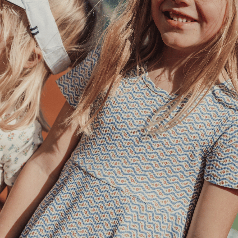 The Printed Short Sleeve Dress - Elsie Indigo