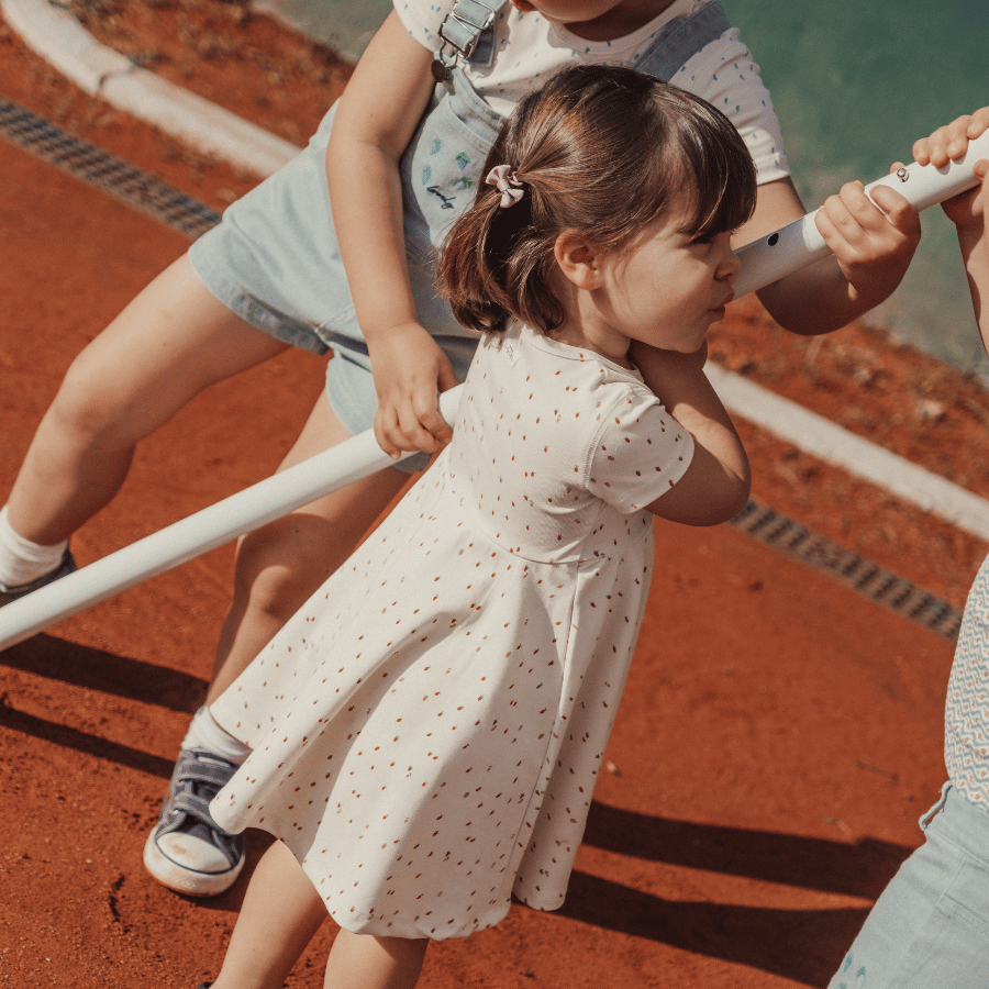The Printed Short Sleeve Dress - Raspberry Red
