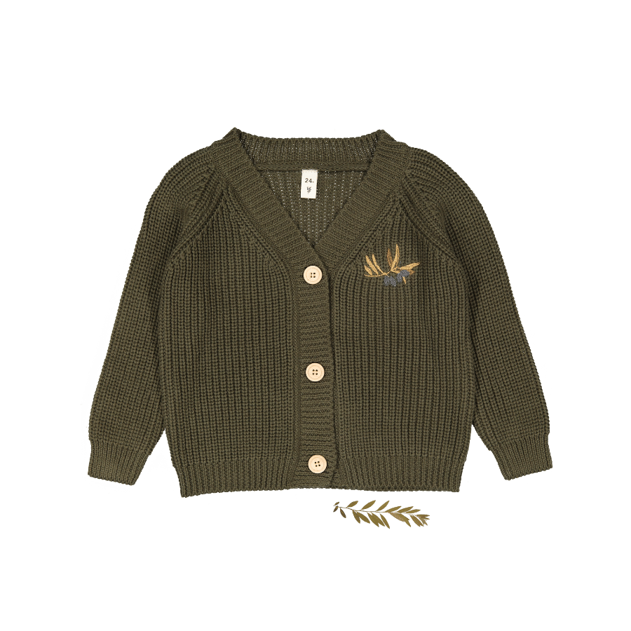 The Chunky Knit Cardigan - Olive Moss
