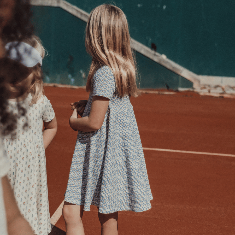 The Printed Short Sleeve Dress - Elsie Indigo