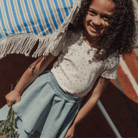 The Denim Tiered Skirt - Raspberry Red