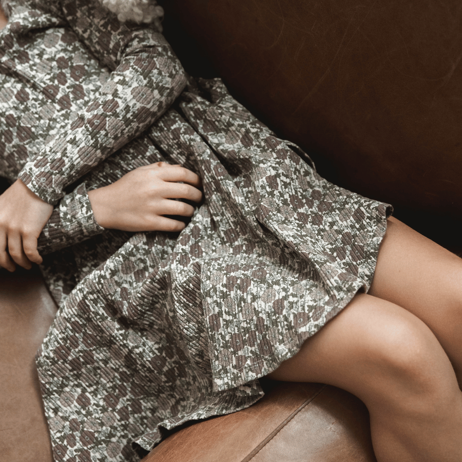 The Printed Long Sleeve Dress -  Ava