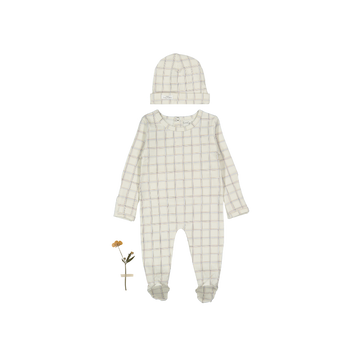 The Printed Romper + Hat Set - Sketch Grid