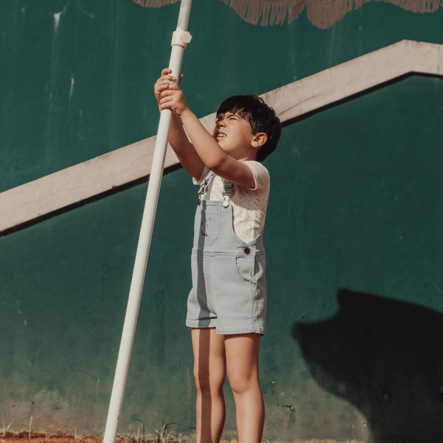 The Denim Short Overall - Raspberry Blue