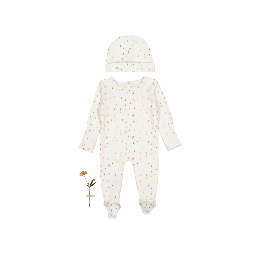 The Printed Romper + Hat Set - Raspberry Red