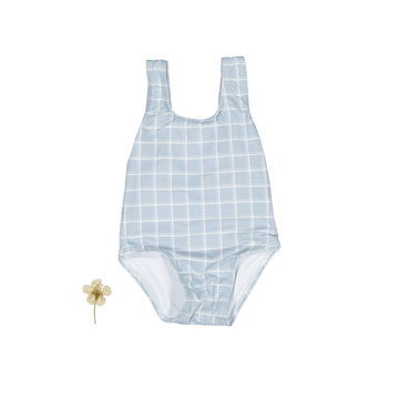 The Printed Swimsuit - Blue Grid