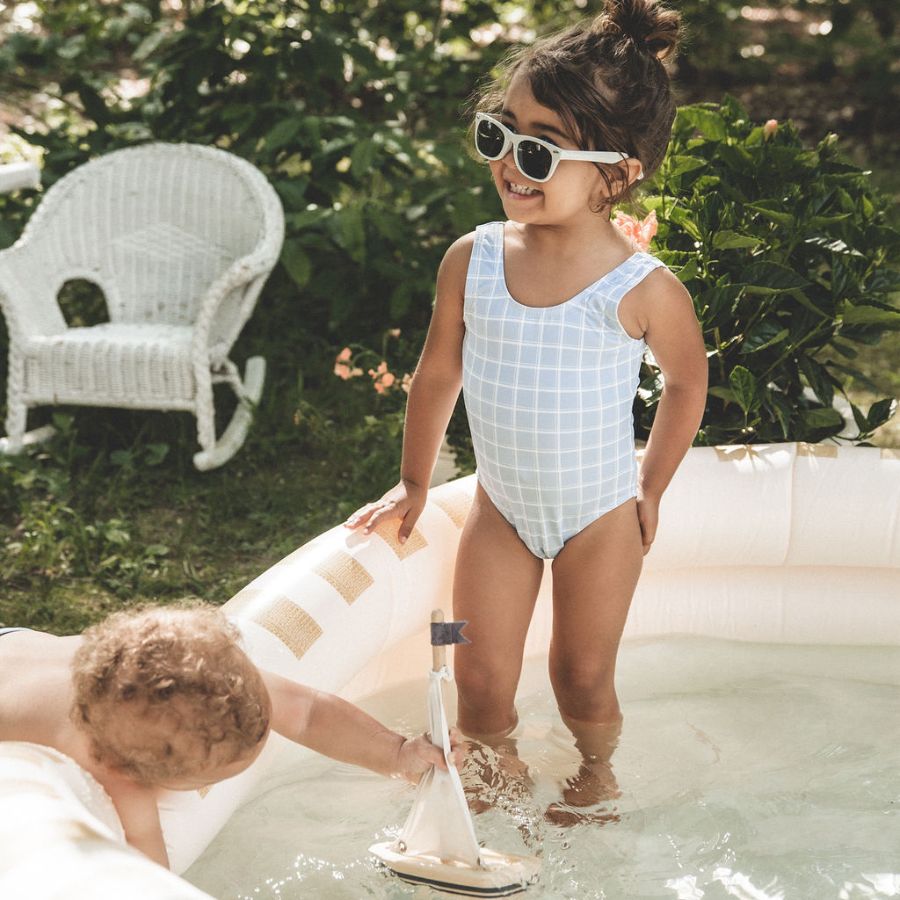 The Printed Swimsuit - Blue Grid