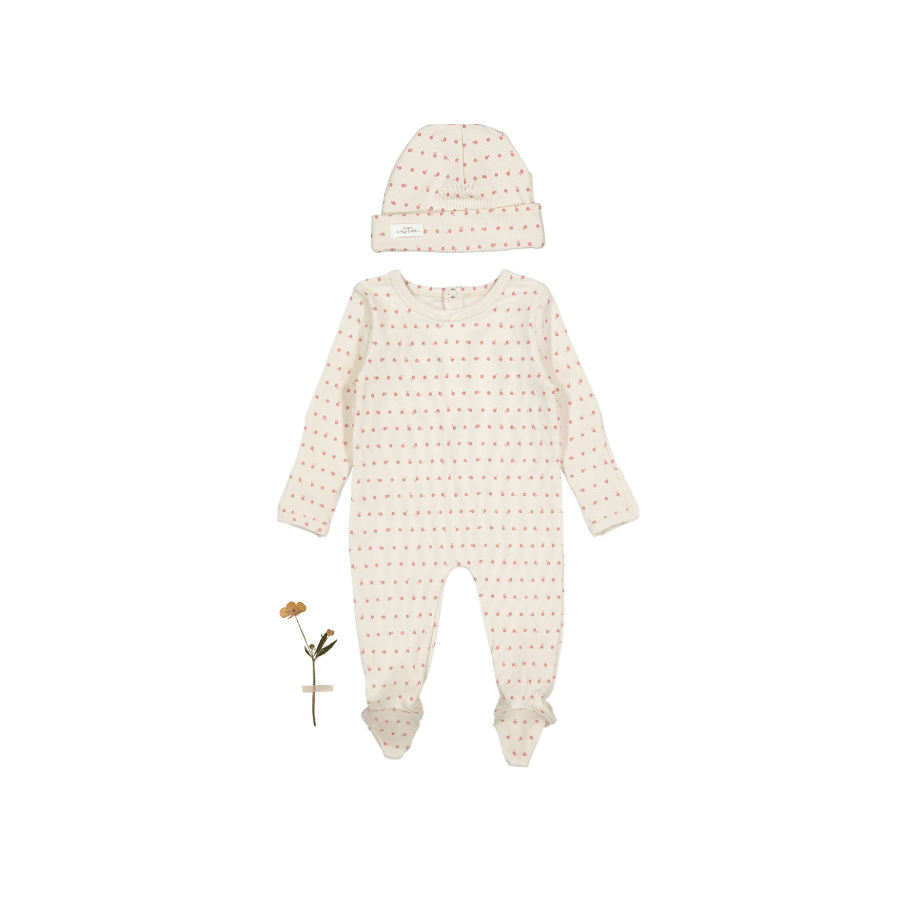 The Printed Romper + Hat Set - Mia Pink