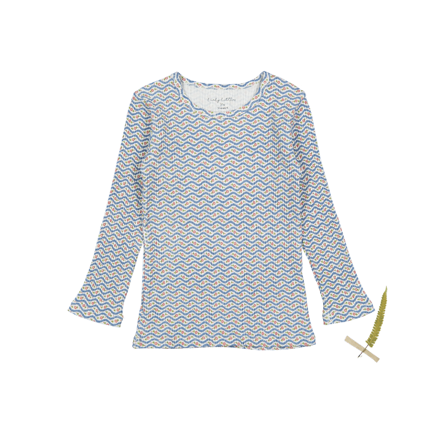 The Printed Long Sleeve Tee - Elsie Indigo