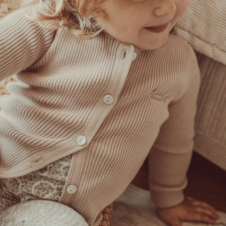 The Ribbed Cardigan - Mauve