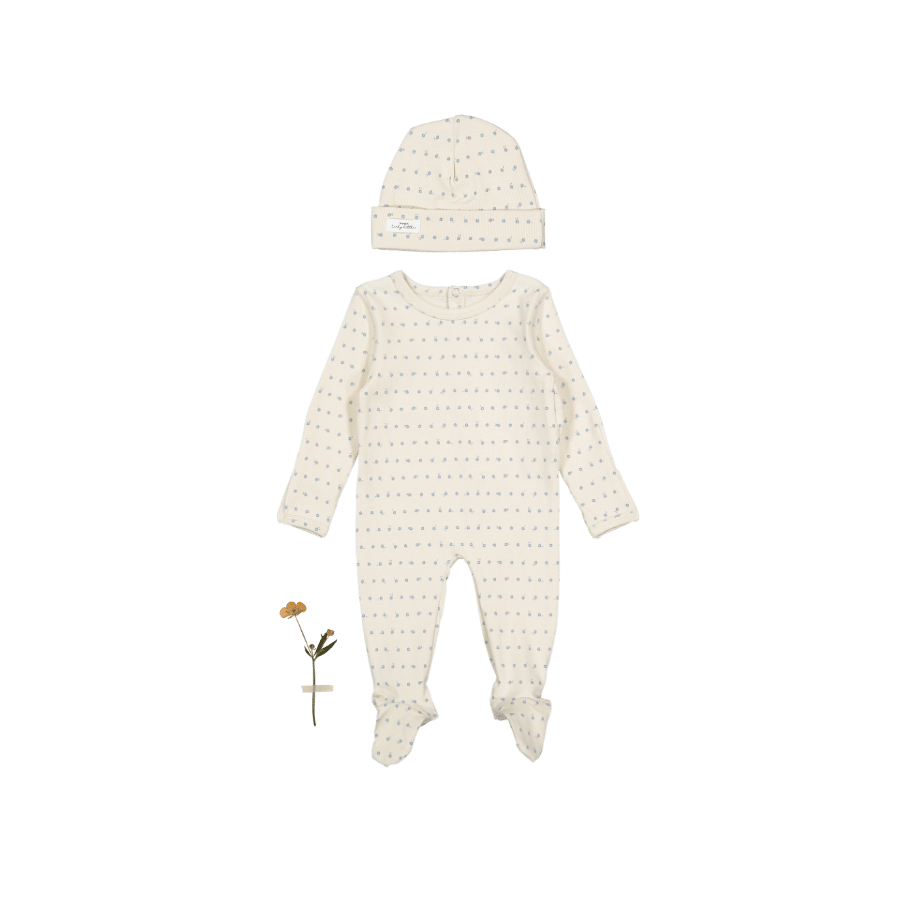 The Printed Romper + Hat Set - Mia Blue