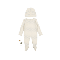 The Printed Romper + Hat Set - Mia Blue