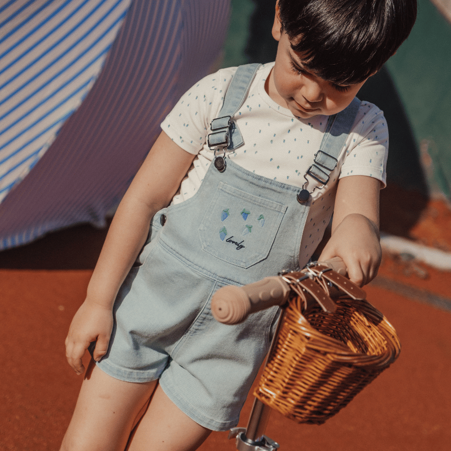 The Denim Short Overall - Raspberry Blue