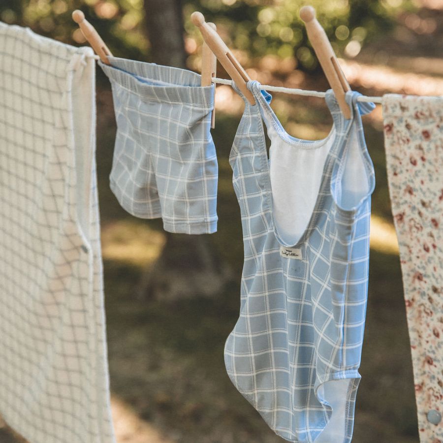 The Printed Swimsuit - Blue Grid