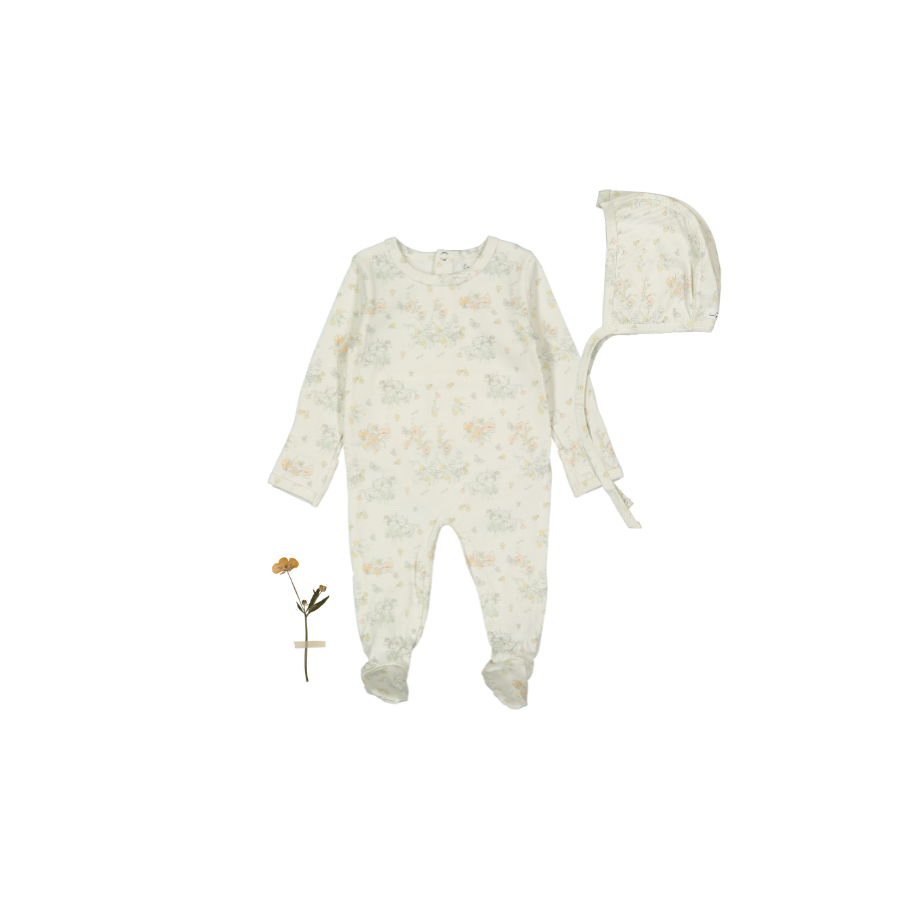 The Printed Romper + Bonnet Set - Amelia