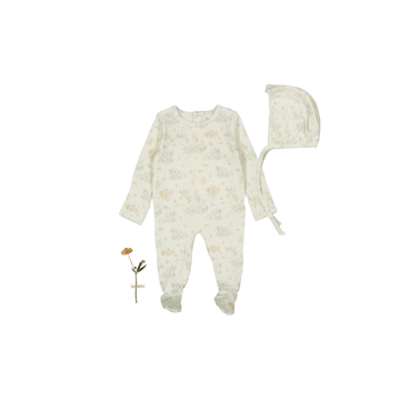 The Printed Romper + Bonnet Set - Amelia