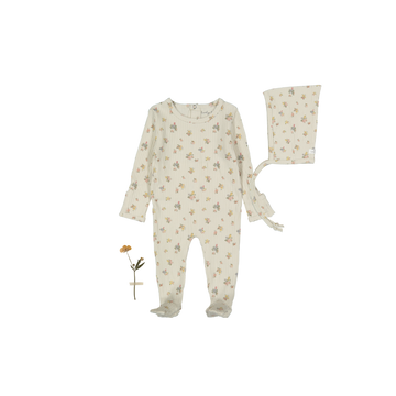 The Printed Romper + Pixie Bonnet Set - Cottage