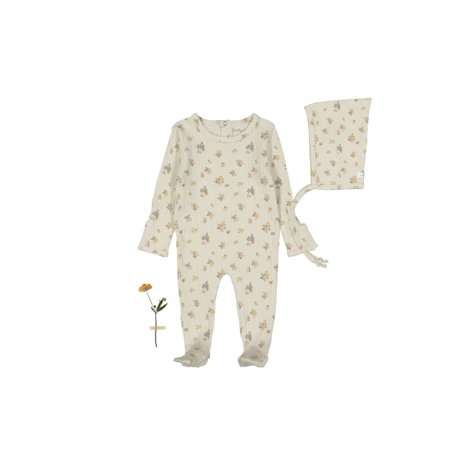 The Printed Romper + Pixie Bonnet Set - Cottage