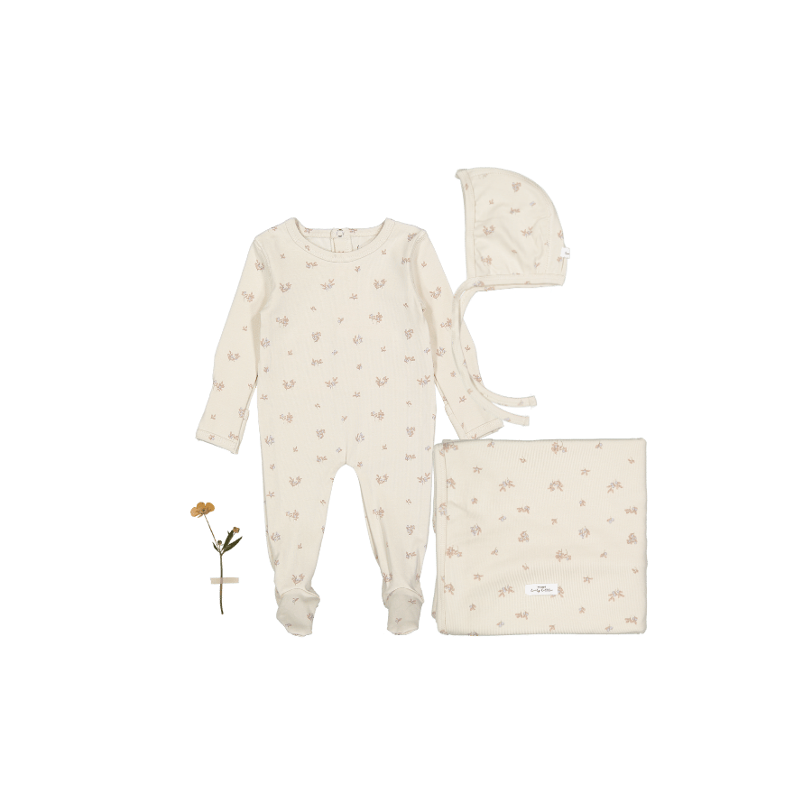 The Printed Romper + Blanket Set - Berry Blue