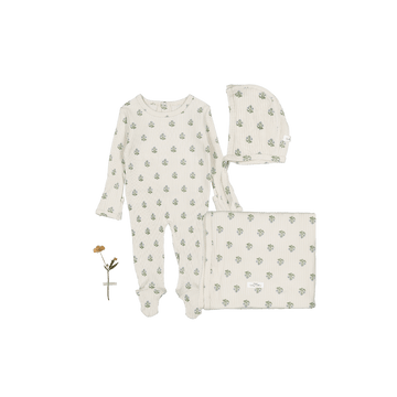 The Printed Romper + Blanket Set - Zara Blue