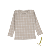 The Printed Long Sleeve Tee -  Taupe Check