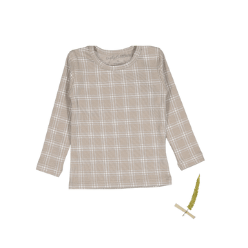 The Printed Long Sleeve Tee -  Taupe Check