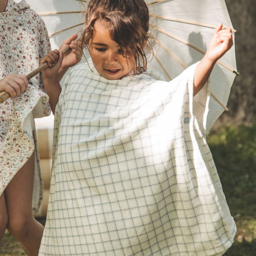 The Printed Swim Towel - Blue Grid