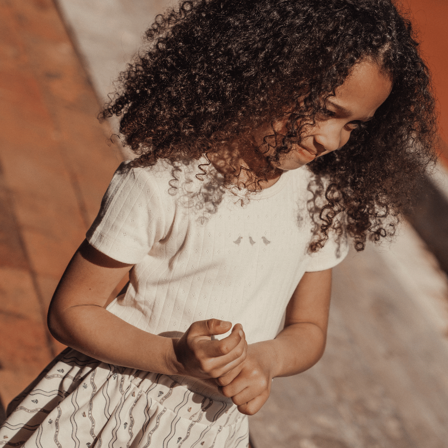 The Embroidered Short Sleeve Tee - Soft Bird