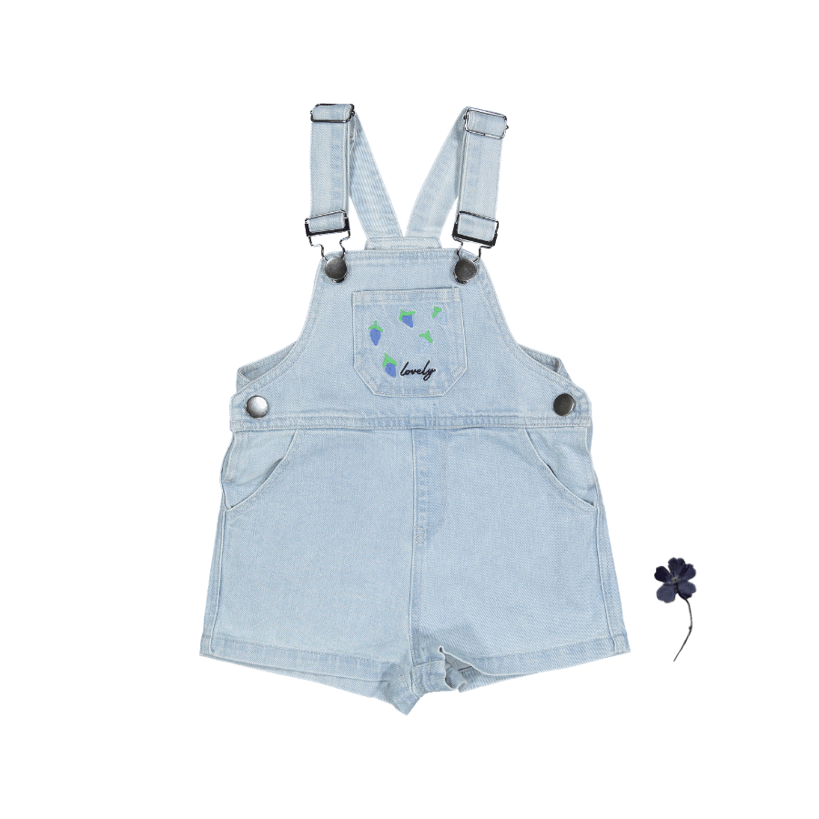 The Denim Short Overall - Raspberry Blue