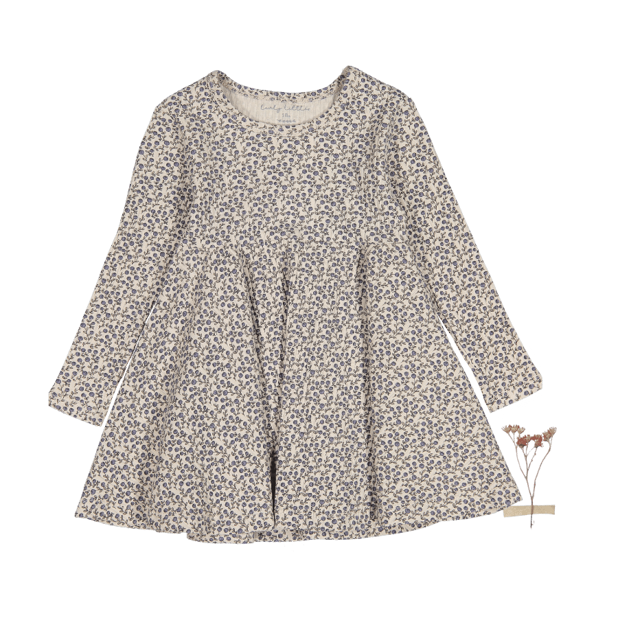 The Printed Long Sleeve Dress -  Blueberry